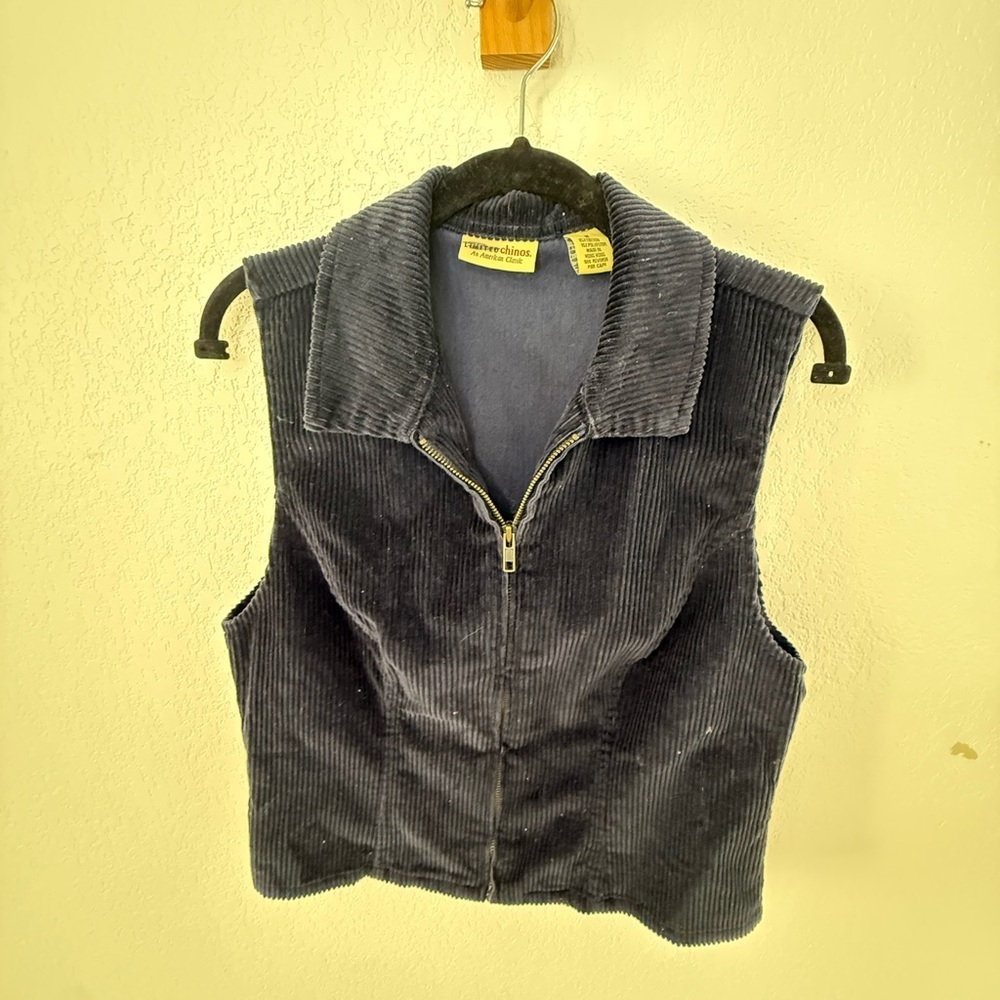 Blue Corduroy Sleeveless Vest - Picture 4 of 4